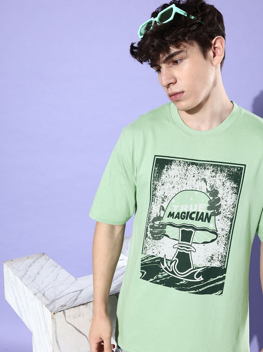 Difference of Opinion Green Graphic Oversized T-Shirt